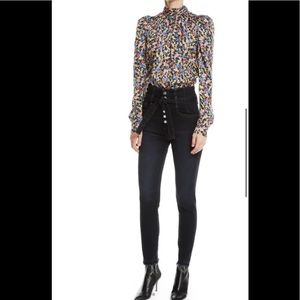 Veronica Beard Keith 12" Rise Corset Raw-Hem Skinny Jeans